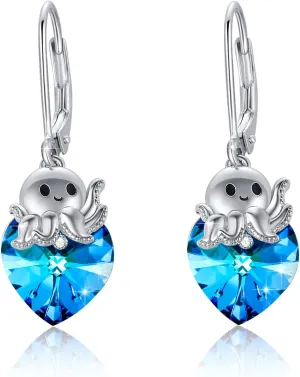 Dolphin/Octopus/Seahorse Earrings S925 Sterling Silver Ocean Animal Earrings,Summer Beach Ocean Earrings Jewelry Birthday Graduation Gift for Women Girls