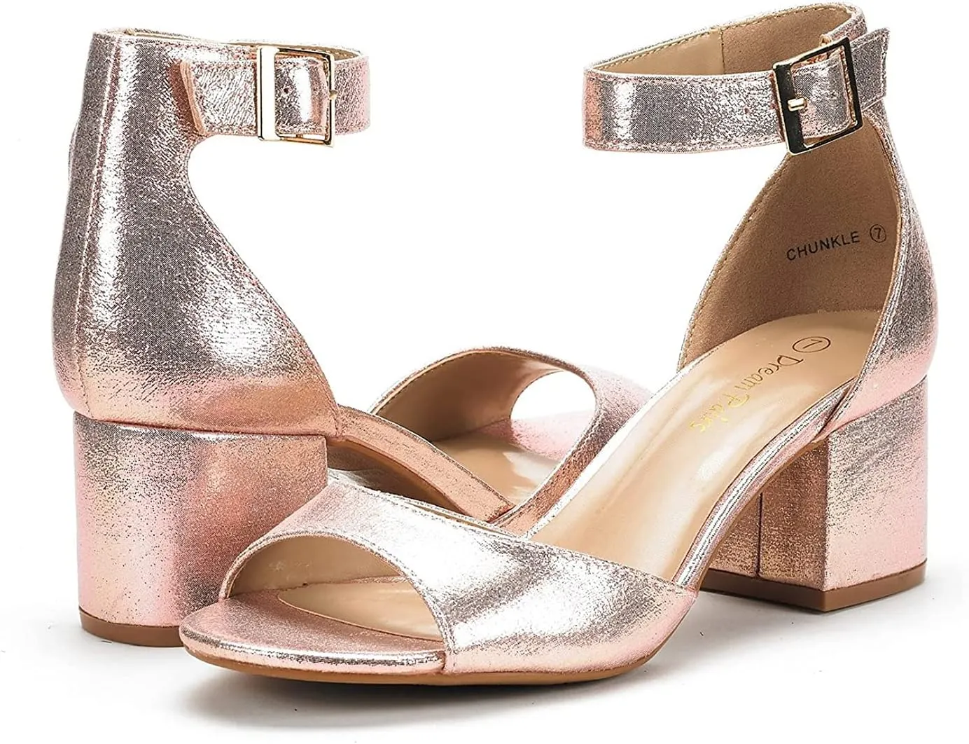 DREAM PAIRS Womens Heel Ssandals, Chunkle Fashion Low Heel Pump Ankle Strap Dress Sandal