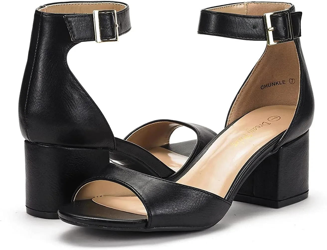 DREAM PAIRS Womens Heel Ssandals, Chunkle Fashion Low Heel Pump Ankle Strap Dress Sandal