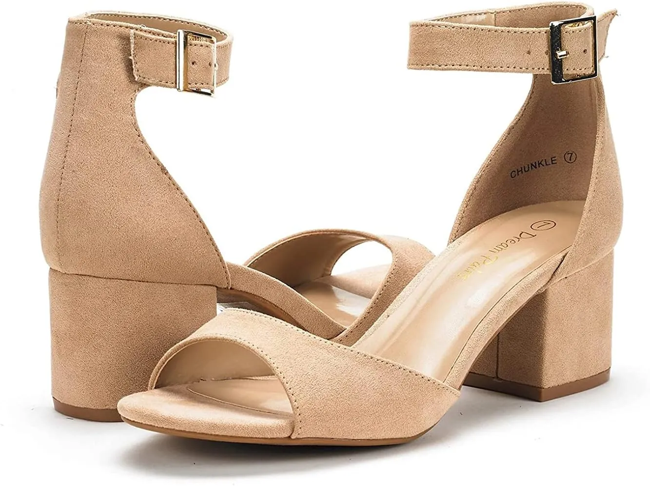 DREAM PAIRS Womens Heel Ssandals, Chunkle Fashion Low Heel Pump Ankle Strap Dress Sandal
