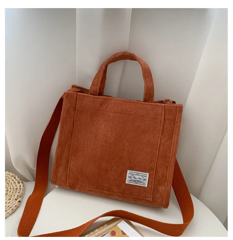 DUNNMALL Corduroy  New Small Square Bag Fashion Women's Bags Foreign Trade Trendy Hand-Carrying Bag Single Shoulder Crossbody Bag Cross-Border