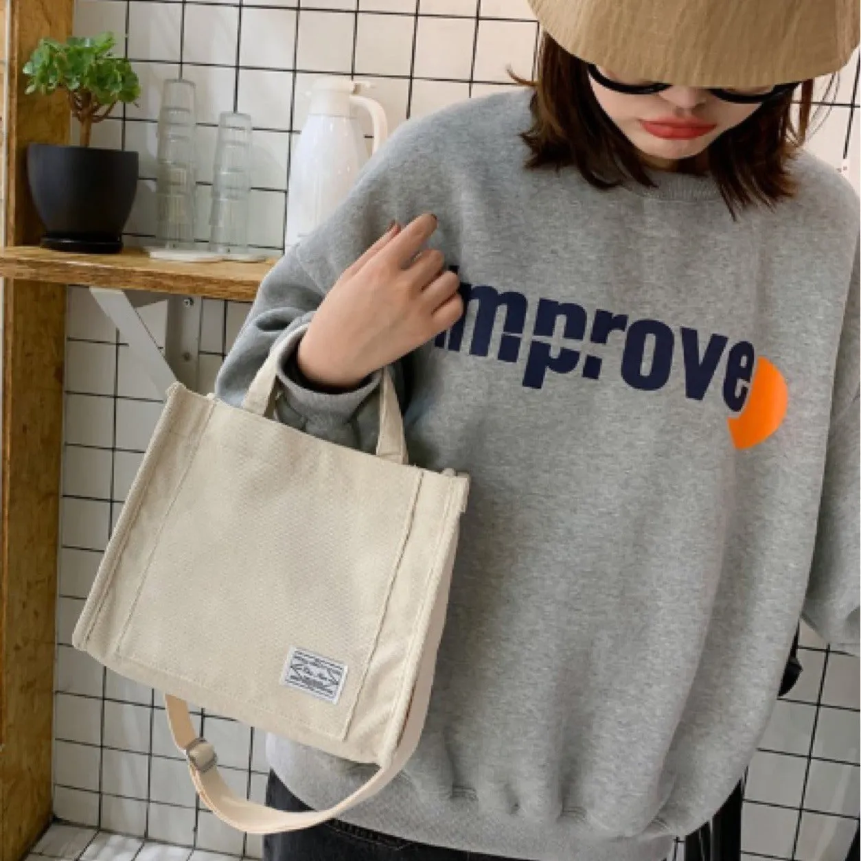 DUNNMALL Corduroy  New Small Square Bag Fashion Women's Bags Foreign Trade Trendy Hand-Carrying Bag Single Shoulder Crossbody Bag Cross-Border