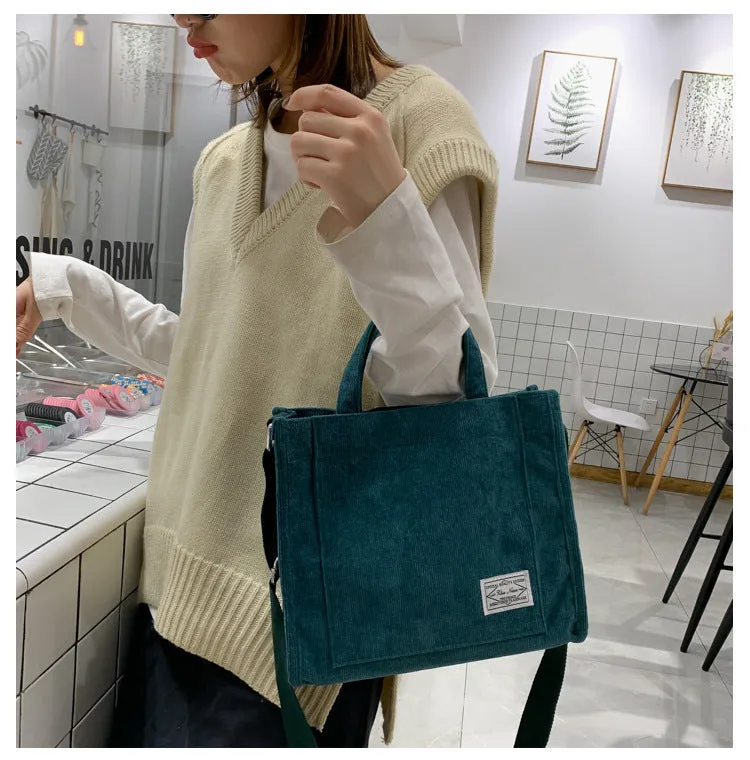 DUNNMALL Corduroy  New Small Square Bag Fashion Women's Bags Foreign Trade Trendy Hand-Carrying Bag Single Shoulder Crossbody Bag Cross-Border