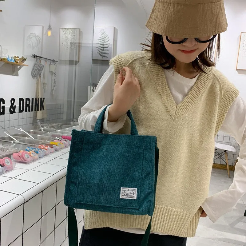 DUNNMALL Corduroy  New Small Square Bag Fashion Women's Bags Foreign Trade Trendy Hand-Carrying Bag Single Shoulder Crossbody Bag Cross-Border