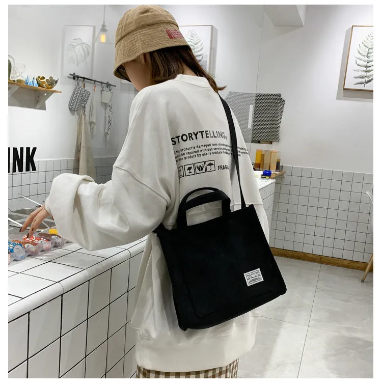 DUNNMALL Corduroy  New Small Square Bag Fashion Women's Bags Foreign Trade Trendy Hand-Carrying Bag Single Shoulder Crossbody Bag Cross-Border