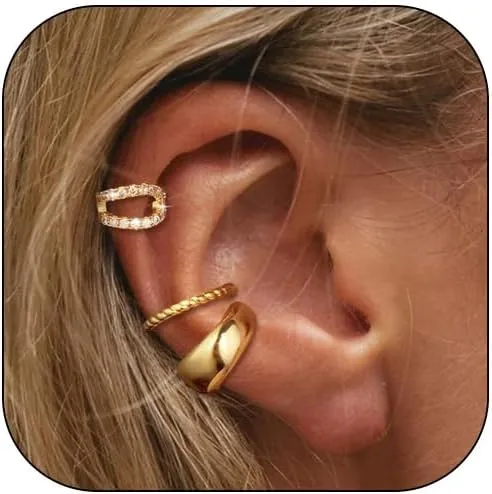 Ear Cuffs Non Piercing Chunky Gold Ear Cuff Rhinestone Clip on Earrings Non Pierced Cartilage Cuff Earrings Jewelry Gift Trendy