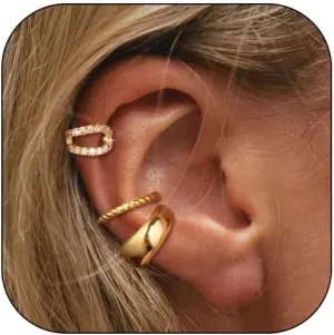 Ear Cuffs Non Piercing Chunky Gold Ear Cuff Rhinestone Clip on Earrings Non Pierced Cartilage Cuff Earrings Jewelry Gift Trendy