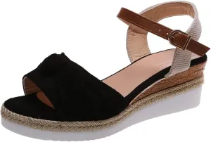 Edge Sandals for Women Espadrilles Open Toe Ankle Strap Wedge Heels Dressy Summer Platform Comfortable Slip on Wedges Buckle Orthopedic 2025 Casual Beach Boho Outdoor Strappy Flat Shoes
