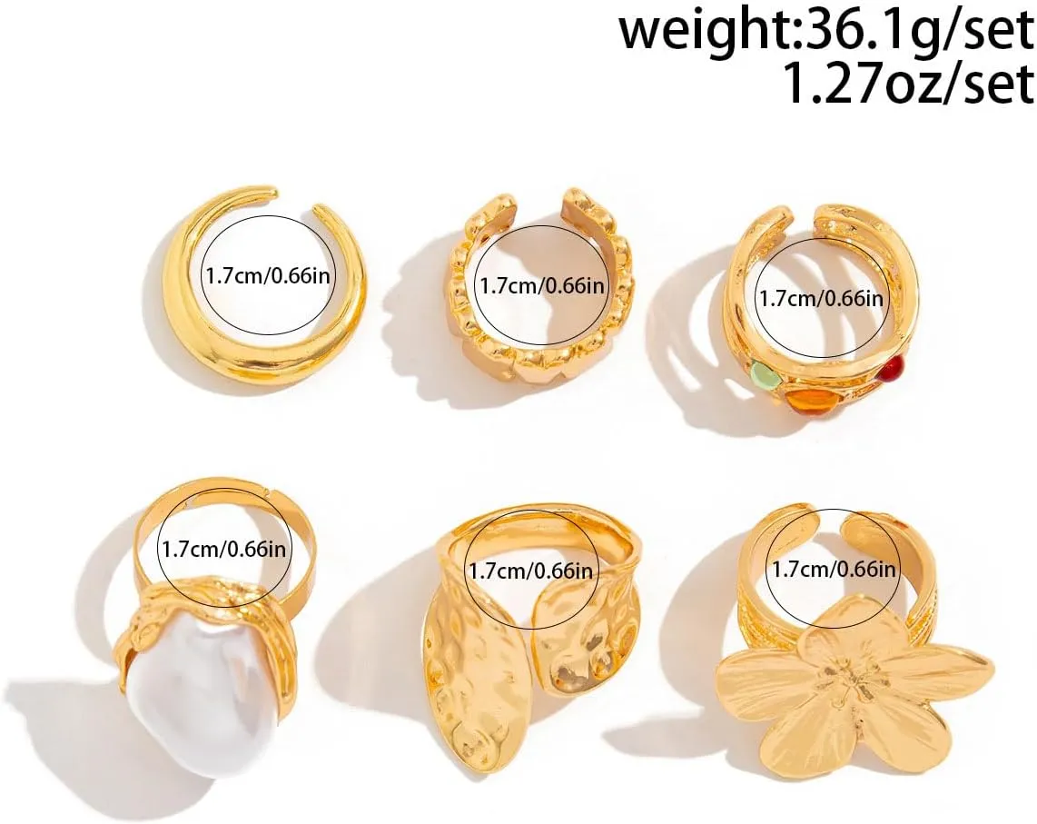 Elegant Gold Rings for Women Stackable & Knuckle Gold Rings Hypoallergenic Chunky Gold Rings for Women Adjustable Midi Rings Elegant Dainty Rings Jewelry for Women