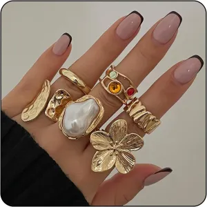 Elegant Gold Rings for Women Stackable & Knuckle Gold Rings Hypoallergenic Chunky Gold Rings for Women Adjustable Midi Rings Elegant Dainty Rings Jewelry for Women