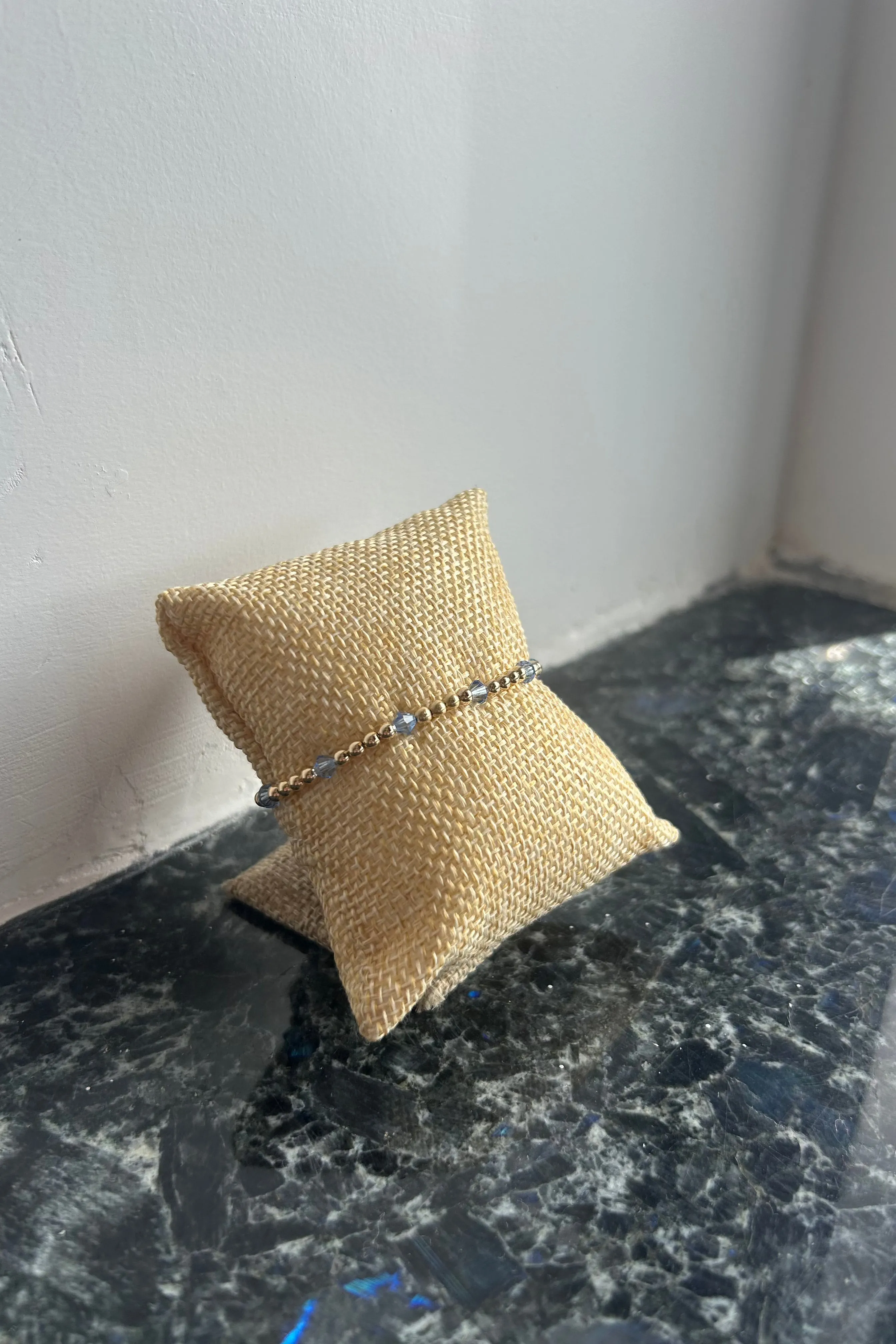 ellie gold filled swarowski crystal bracelet - light sapphire