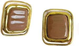 European American Style Metal Rectangular Ear Clip For Women Personality Large Stud Earrings Party Jewelry Ear Cuff brown 220168