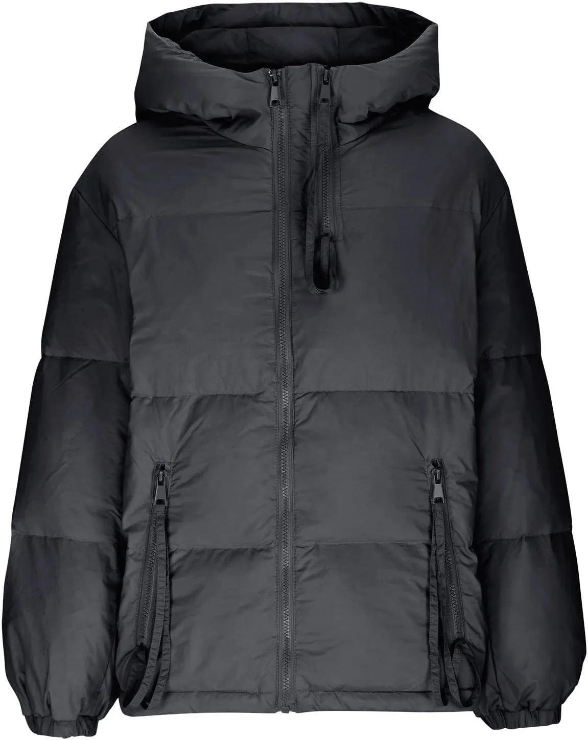 Fall Coats for Women 2024 Oversized Thick Padded Winter Jackets Long Sleeve Zipper Hooded Down Coat Outerwear