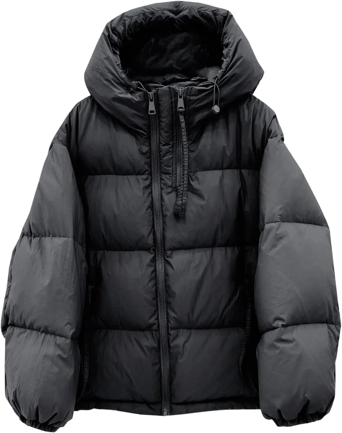 Fall Coats for Women 2024 Oversized Thick Padded Winter Jackets Long Sleeve Zipper Hooded Down Coat Outerwear