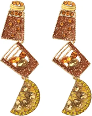 Fashion Crystal Champagne Dangle Drop Earrings for Women Layered Beaded Wine Glass Fruit Earrings Statement Earrings Cubic Zirconia Jewelry Gifts