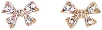 Fashion Jewelry - 18K Rose Gold Plated Bow Stud Earrings