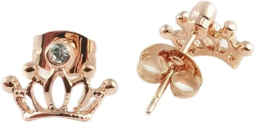 Fashion Jewelry - 18k Rose Gold Plated Crown Stud Earrings