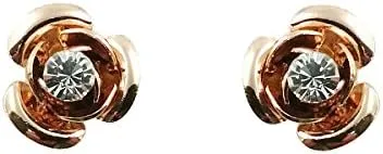 Fashion Jewelry - 18K Rose Gold Plated Flower Stud Earrings
