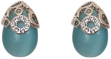 Fashion Jewelry - 18K Rose Gold Plated Imitation Cat's Eye Stud Earrings