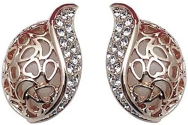 Fashion Jewelry - 18K Rose Gold Plated Leaf Stud Earrings