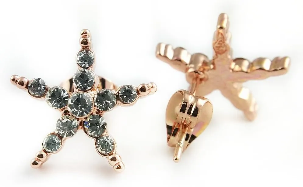 Fashion Jewelry - 18k Rose Gold Plated Sea Star Stud Earrings