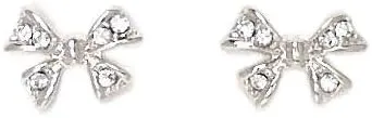 Fashion Jewelry - 18K White Gold Plated Bow Stud Earrings