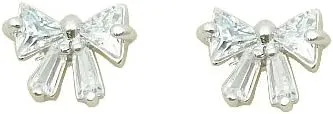 Fashion Jewelry - 18K White Gold Plated Bow Stud Earrings