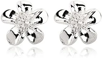 Fashion Jewelry - 18K White Gold Plated Flower Stud Earrings