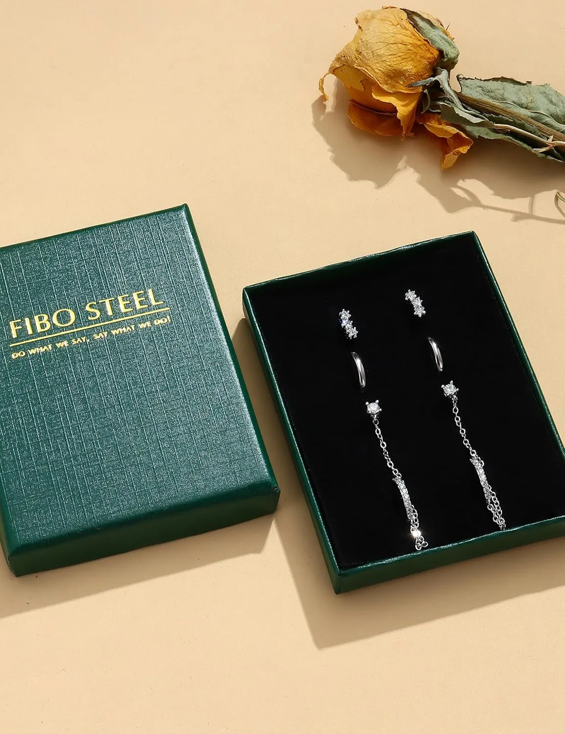 FIBO STEEL 14K Gold Earrings for Women - 925 Sterling Silver Hypoallergenic Earrings Set for Multiple Piercing - Cartilage Dainty Small Huggie Hoop Stud Earring Stacks for Sensitive Ears