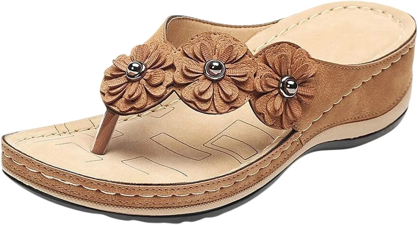 Flat Sandals for Women Flip Flops for Women with Arch Support Vacation Sandal Women's Slide Sandal