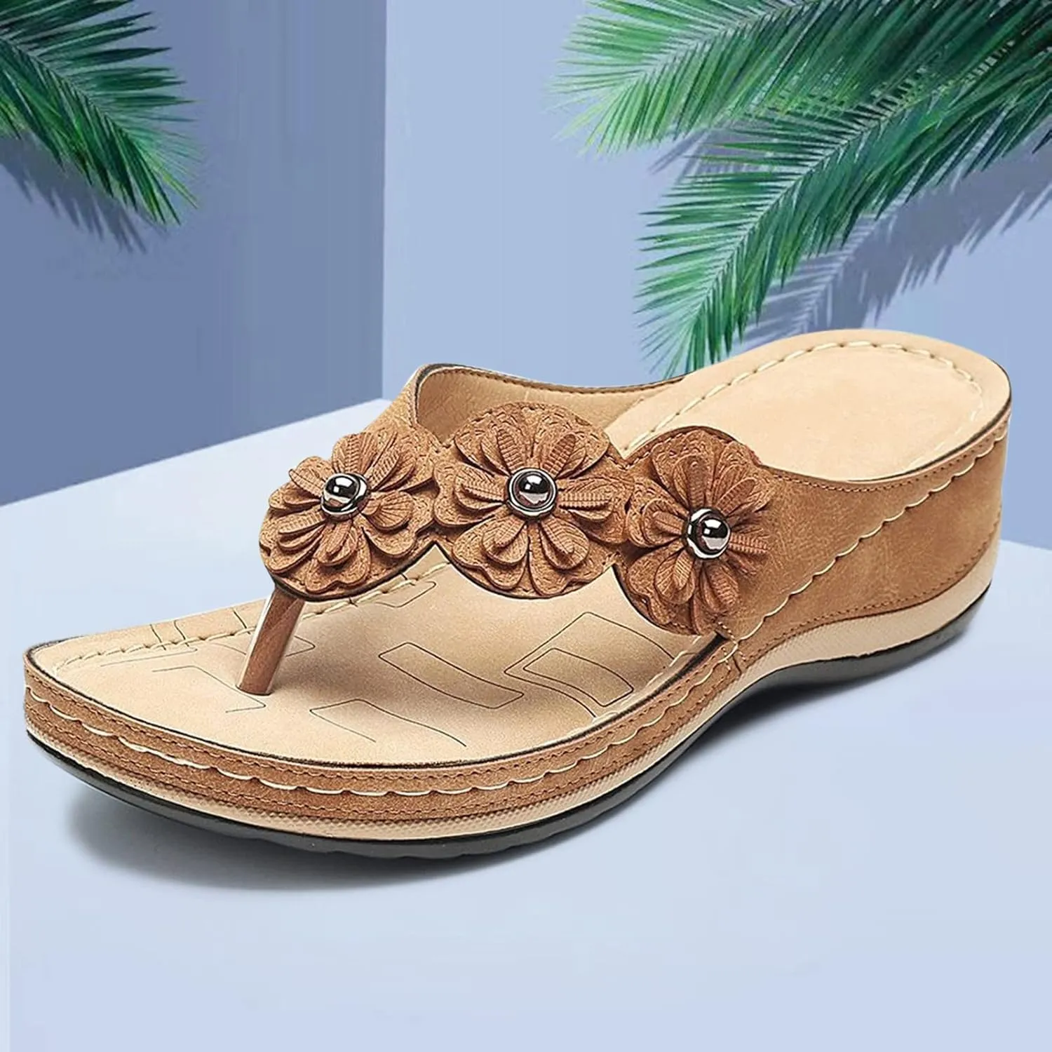 Flat Sandals for Women Flip Flops for Women with Arch Support Vacation Sandal Women's Slide Sandal