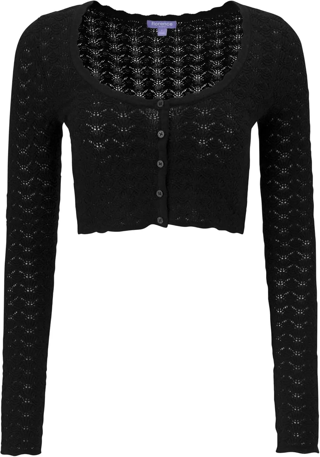florence by mills Women's Le Pointelle Sweater Lace Cardigan