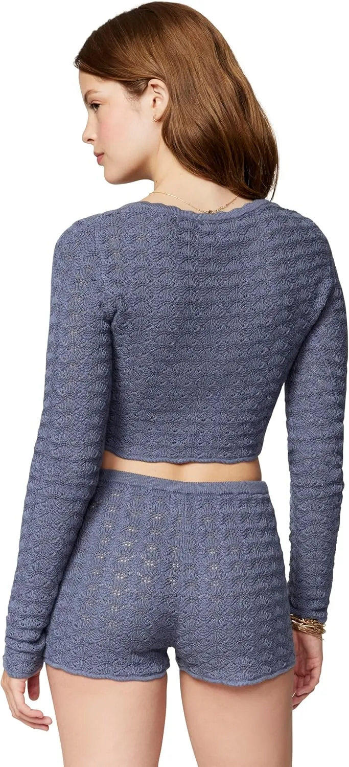 florence by mills Women's Le Pointelle Sweater Lace Cardigan