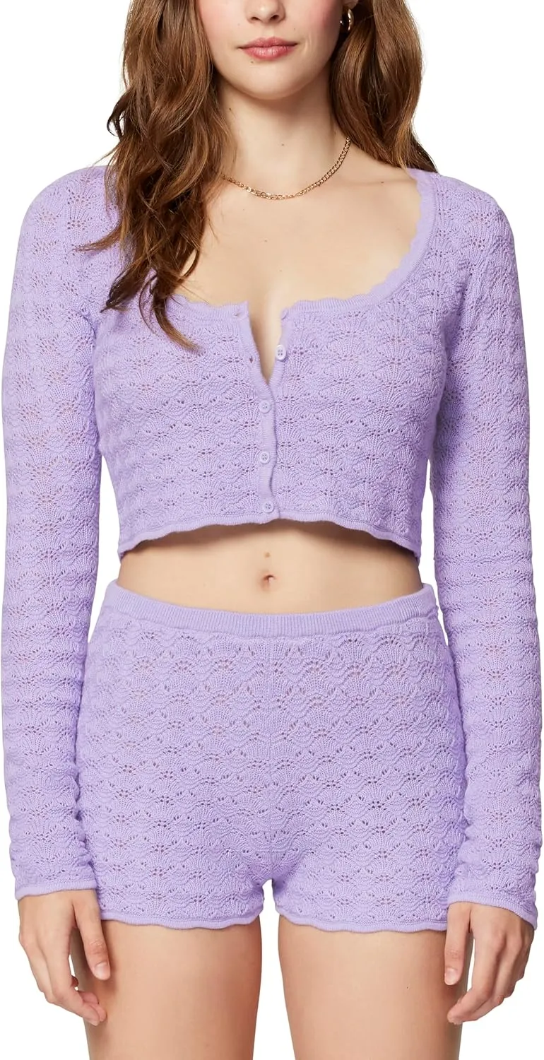florence by mills Women's Le Pointelle Sweater Lace Cardigan