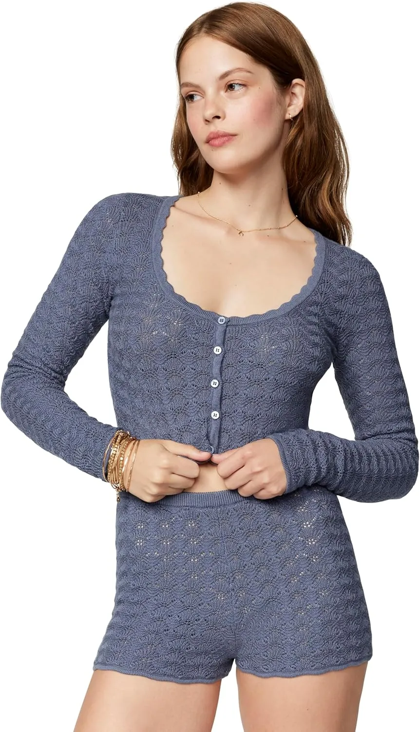 florence by mills Women's Le Pointelle Sweater Lace Cardigan