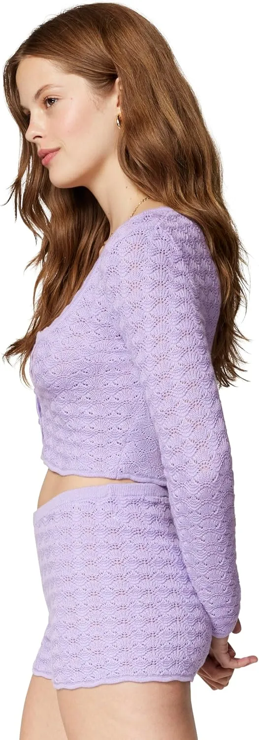 florence by mills Women's Le Pointelle Sweater Lace Cardigan