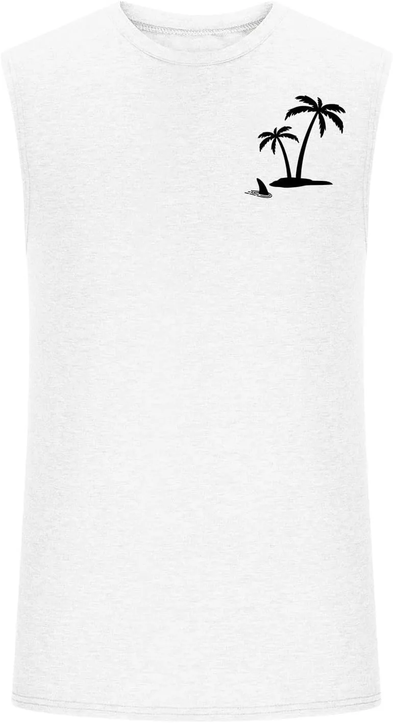 generic Mens Tank Tops Beach Funny Graphic Vest Hawaiian Vacation T-Shirt Sleeveless Summer Workout Gym Vest Coconut Palm Tee