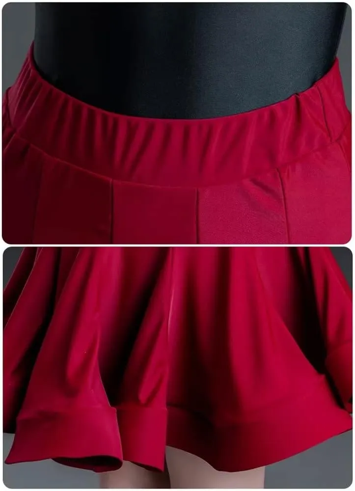 Girls Kids Latin Dance Skirt Ruffle Swing Ballroom Samba Tango Cha-Cha Practice Dancewear