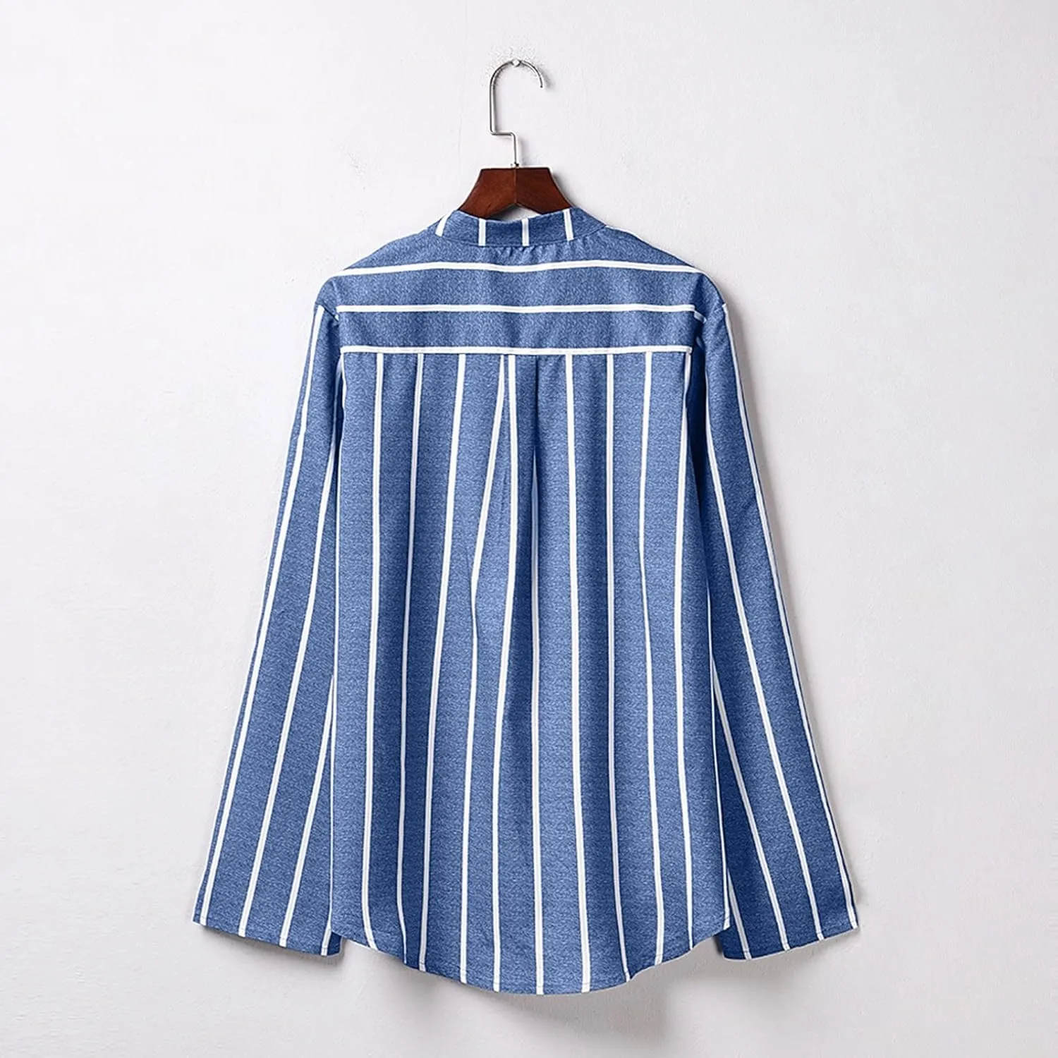 GOKKILRW Womens Cotton Linen Shirts Long Sleeve Button Down Lighweight Spring Summer Striped Dressy Blouses Casual Work Tops