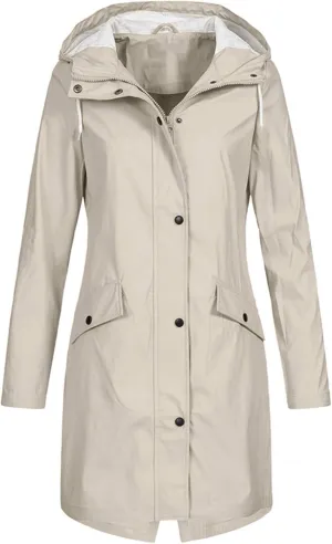GOKKILRW Womens Rain Coat Waterproof Active Outdoor Hiking Jacket Lightweight Full Zip Fall Winter Outwear Windbreaker Hooded