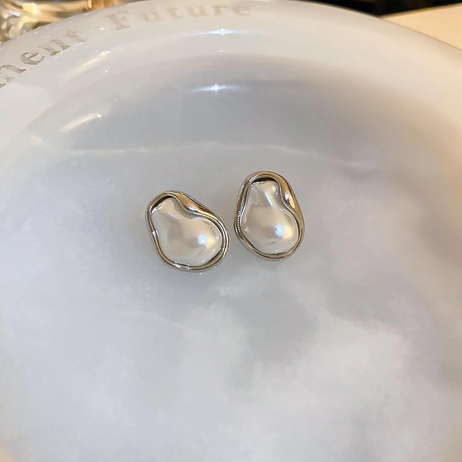 Gold Baroque Pearl Earrings Irregular Pearl Earrings Hypoallergenic for Women Jewelry