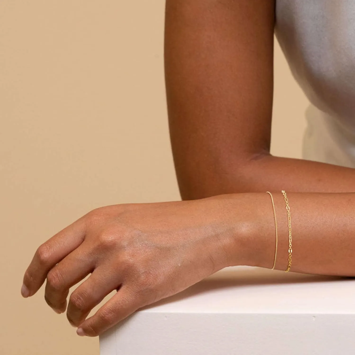 Gold Bracelets for Women, 14K Dainty Gold Plated Stackable Bracelets for Women Trendy Waterproof CZ Tennis Bracelet Set Tiny Heart Paperclip Box Chain Adjustable Bracelets Minimalist Cute Jewelry