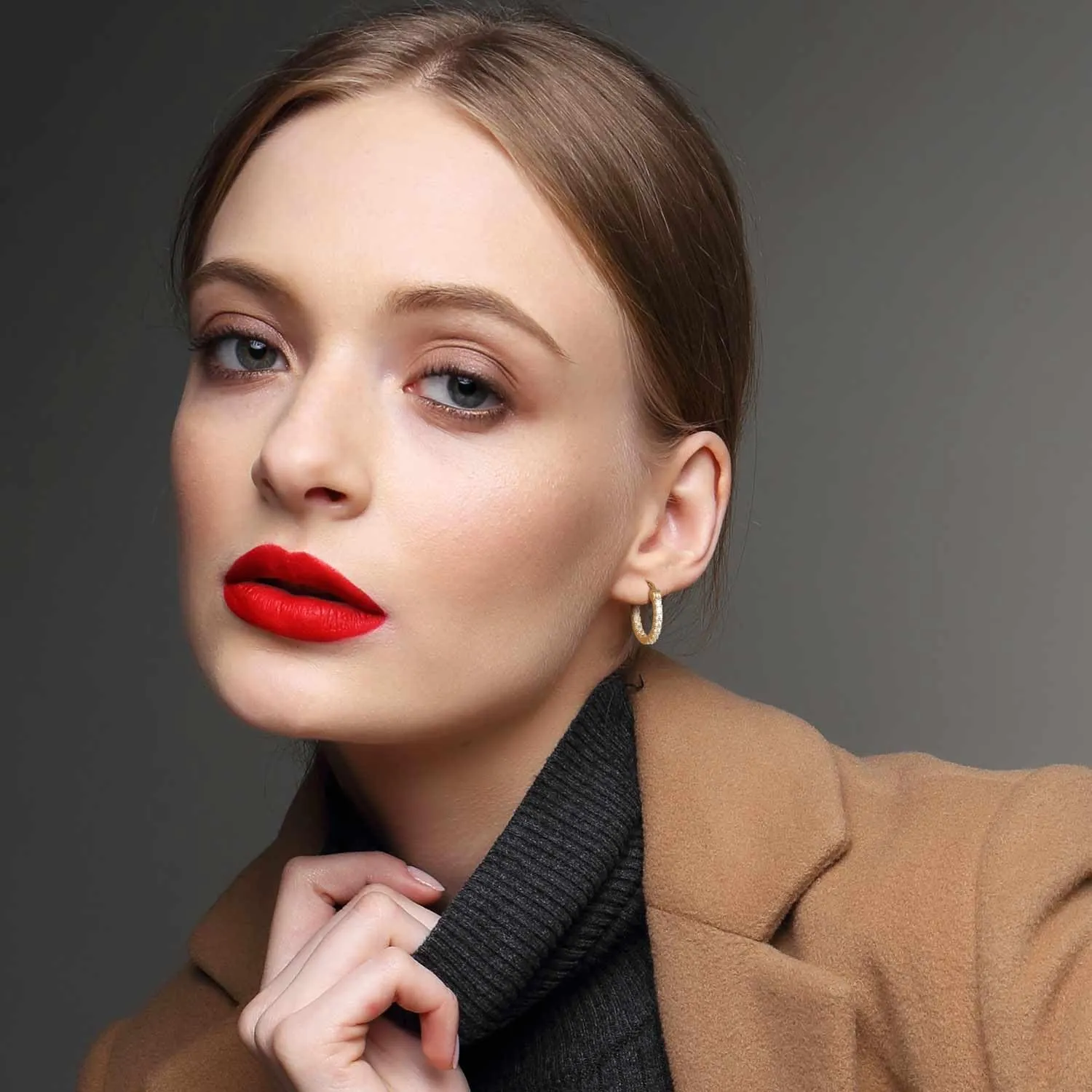Gold Earrings 14K Gold Hoop Earrings for Women with Dual-sided Cubic Zirconia Hoop Earring for Women Sensitive Ears Hypoallergenic Womens Hoops Earring 15/20/30/35mm