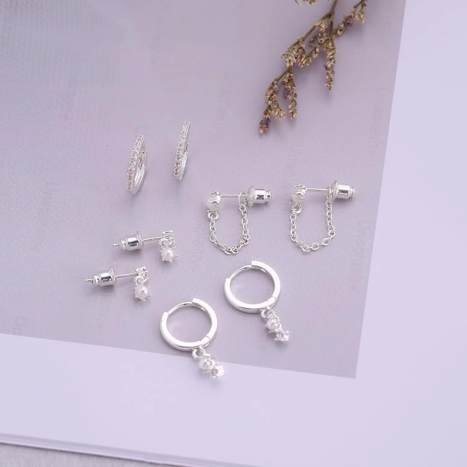 Gold Earrings for Women Trendy,Dainty Dangle Earrings 14K Gold Plated Huggie Hoop Earrings Hypoallergenic Cartilage Earring Set Cute Drop Dangle Earrings Simple Cross Heart Earrings Jewelry