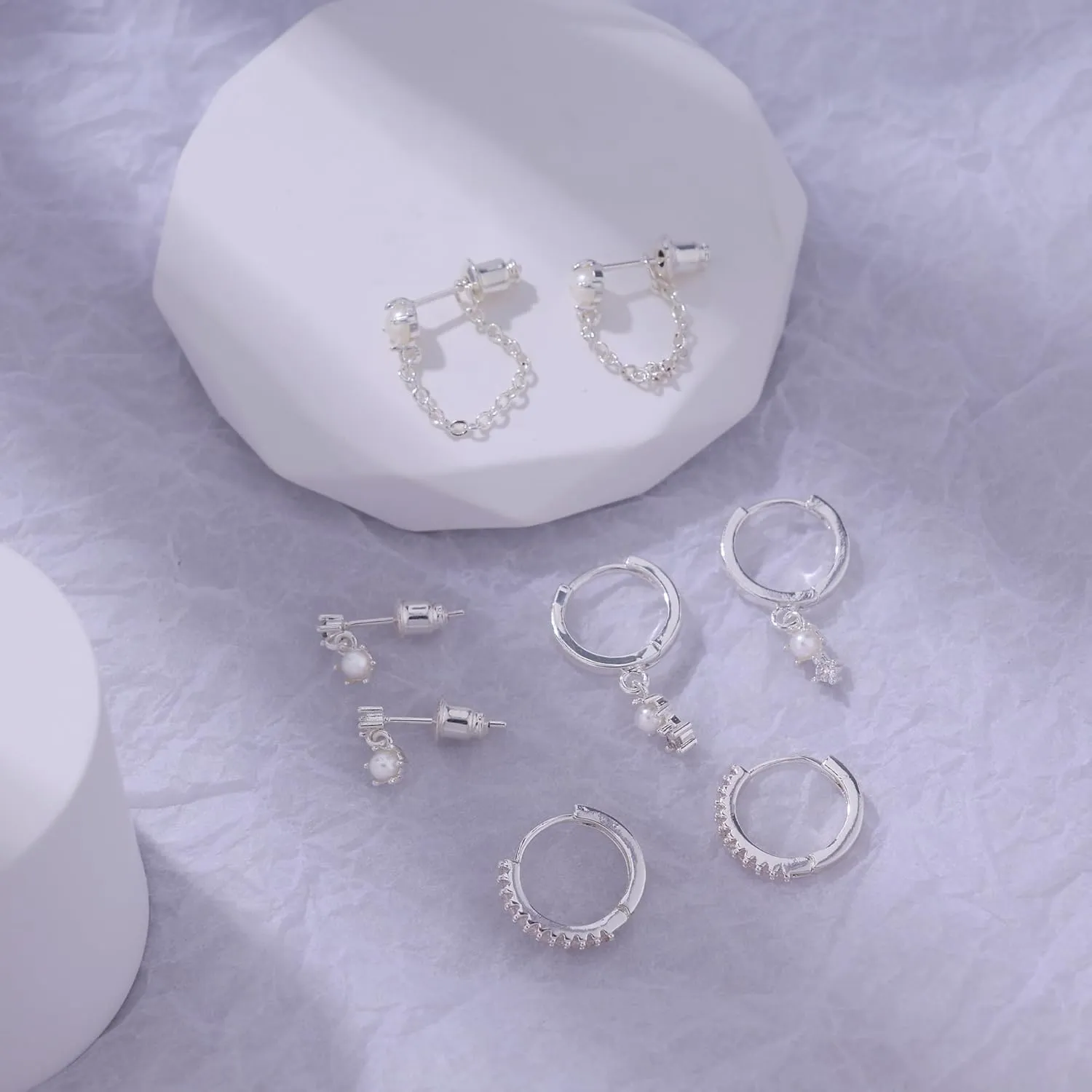 Gold Earrings for Women Trendy,Dainty Dangle Earrings 14K Gold Plated Huggie Hoop Earrings Hypoallergenic Cartilage Earring Set Cute Drop Dangle Earrings Simple Cross Heart Earrings Jewelry