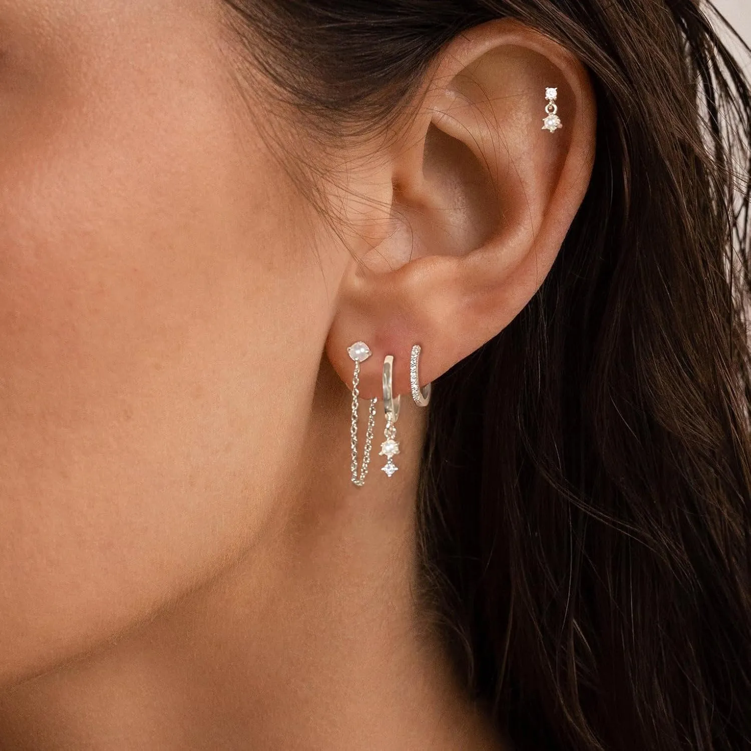 Gold Earrings for Women Trendy,Dainty Dangle Earrings 14K Gold Plated Huggie Hoop Earrings Hypoallergenic Cartilage Earring Set Cute Drop Dangle Earrings Simple Cross Heart Earrings Jewelry