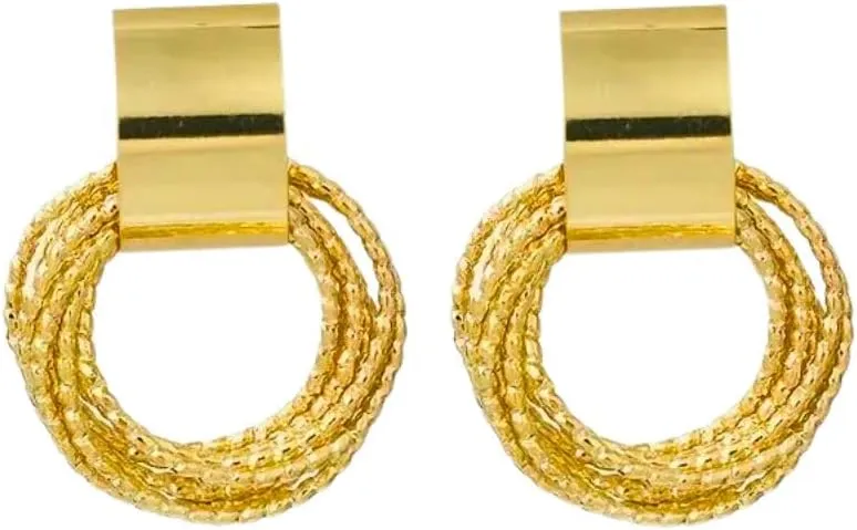 Gold Plated Golden Circle Dangle Earrings for Women - Gold Plated Jewelry for Holiday and Party Wear - Elegant and Stylish Design - Easy to Wear - Trendy and Versatile Accessories