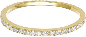 Gold Plated Solid 925 Sterling Silver CZ Diamond Ring for Women,Eternity Stackable Engagement Ring Anniversary Wedding Bands