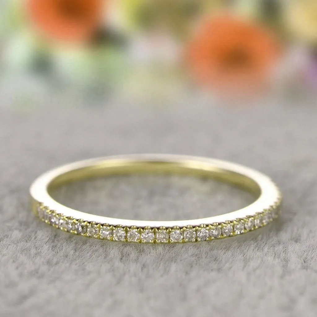 Gold Plated Solid 925 Sterling Silver CZ Diamond Ring for Women,Eternity Stackable Engagement Ring Anniversary Wedding Bands