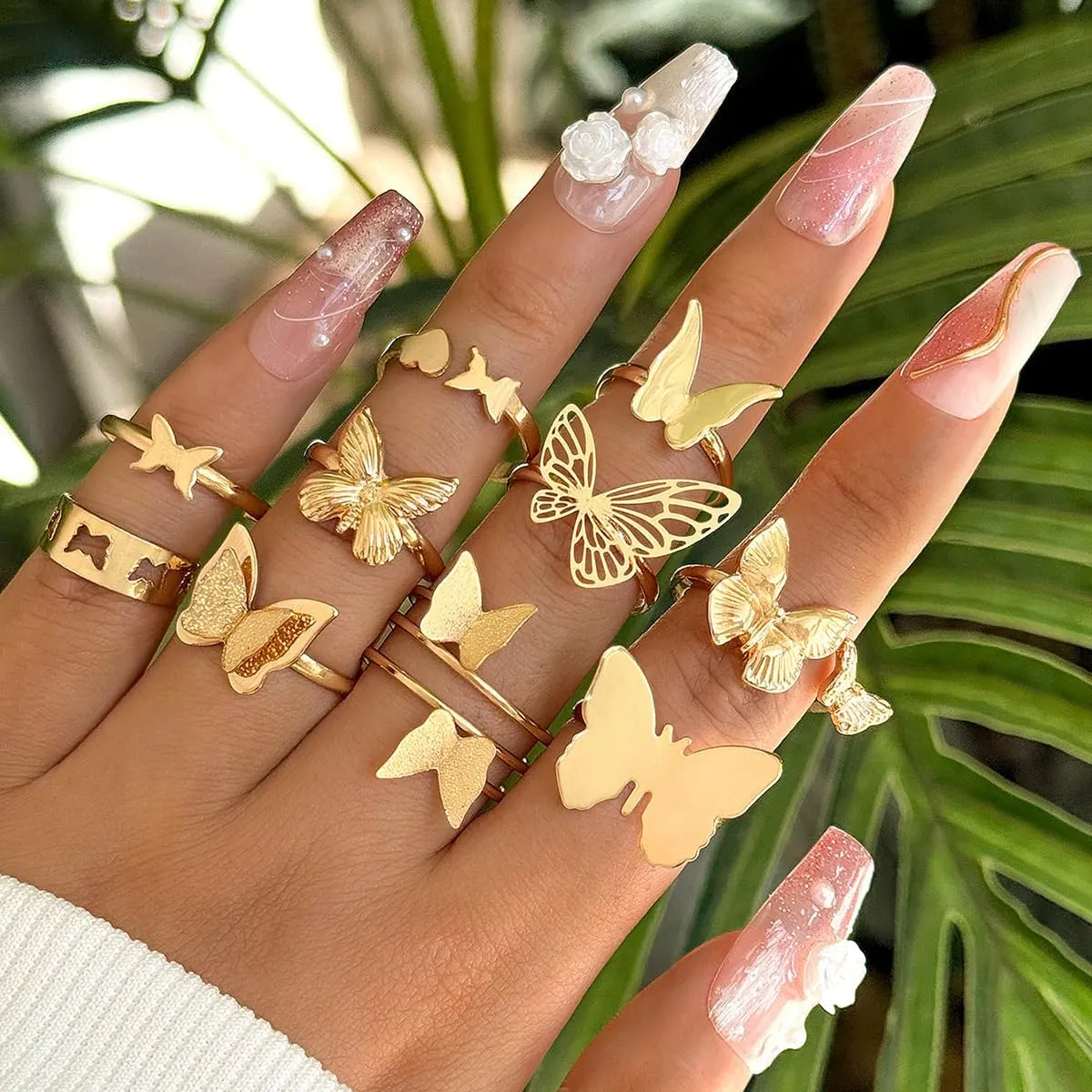 Gold Silver Rings Set for Women Vintage Gold Stacking Knuckle Rings Boho Trendy Dainty Cute Sparkling Aesthetic Finger Rings Jewelry Prom Costume Accessories